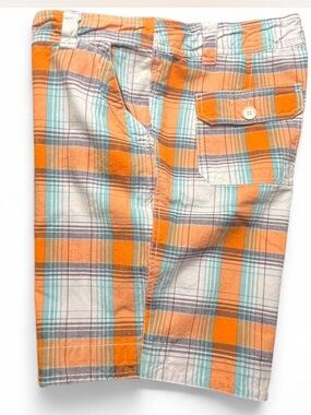 Austin Clothing Co. Turquoise & Orange Plaid Bermuda Shorts, 12